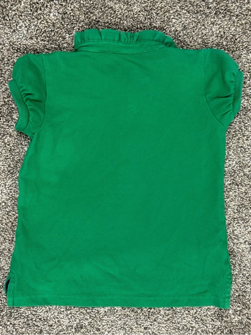 Ralph Lauren Polo Shirt Girls Size 4 Green Ruffle Collar Preppy